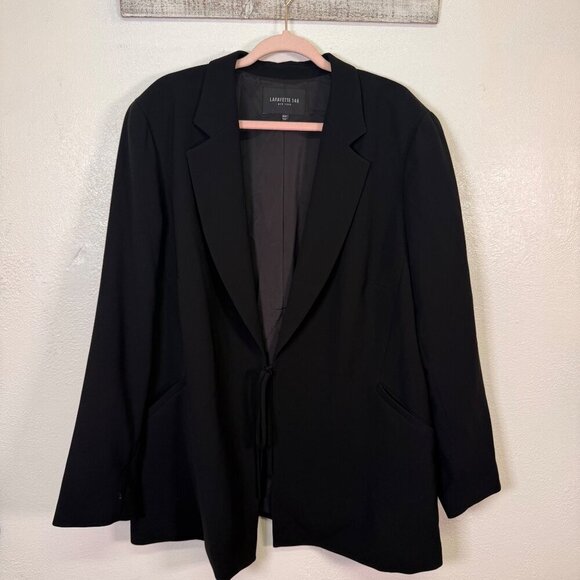 Lafayette 148 New York Jackets & Blazers - LAFAYETTE 148 Black Tie front Blazer Size 22W Pockets Minimalist Professional